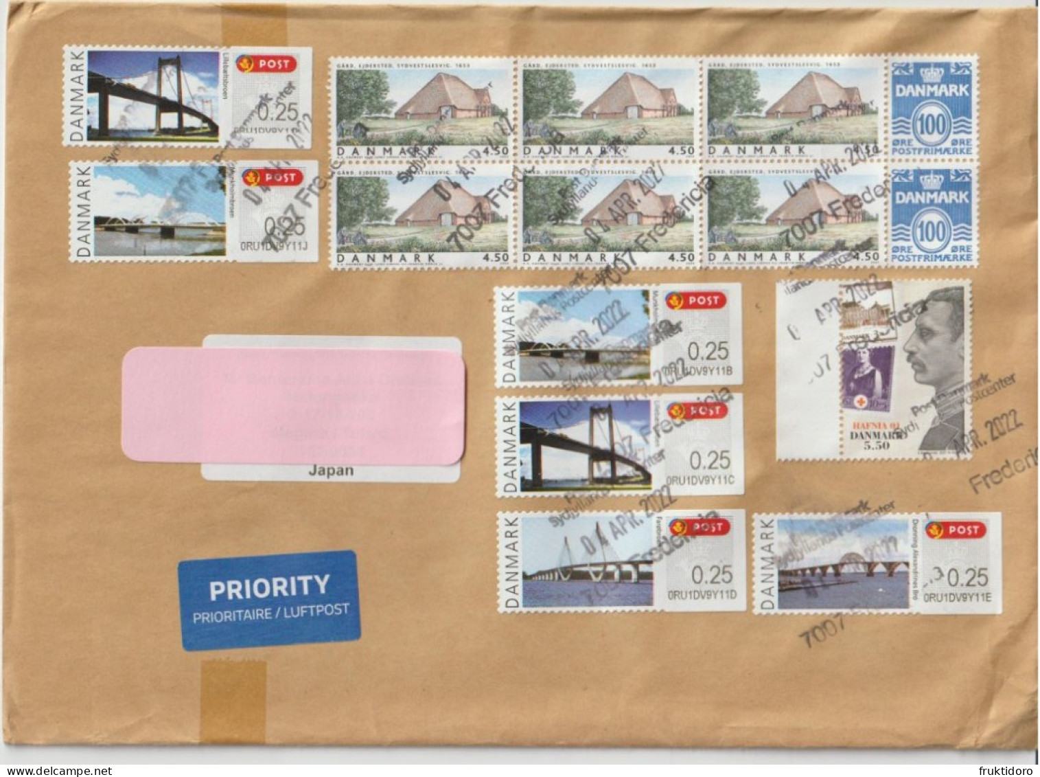 Denmark Envelop With ATM Mi L42-L45 Queen Alexandrine Bridge - Little Belt Bridge - Farø Bridge - Munkholm Bridge - Errors, Freaks & Oddities (EFO)