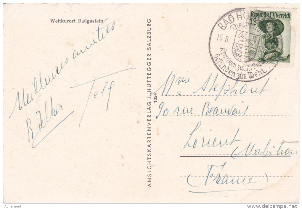 Austria--Salzburgo--1956--Welkurort  Bad Gastein--a, Lorient, Francia - Bad Gastein