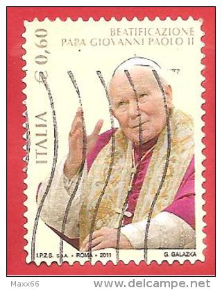 ITALIA REPUBBLICA USATO - 2011 - Beatificazione Di Papa Giovanni Paolo II - € 0,60 - S. 3232 - 2011-20: Usados