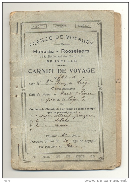 Carnet De Voyage De L'agence Hanciau-Rooselaers De Bruxelles 1914 - Voyage De Liège Vers L'Italie (b126) à Lire - Autres & Non Classés