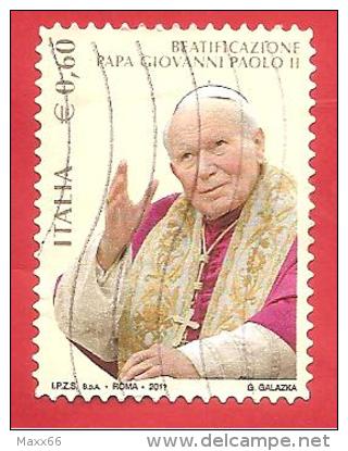 ITALIA REPUBBLICA USATO - 2011 - Beatificazione Di Papa Giovanni Paolo II - € 0,60 - S. 3232 - 2011-20: Usados
