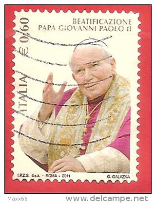 ITALIA REPUBBLICA USATO - 2011 - Beatificazione Di Papa Giovanni Paolo II - € 0,60 - S. 3232 - 2011-20: Usados