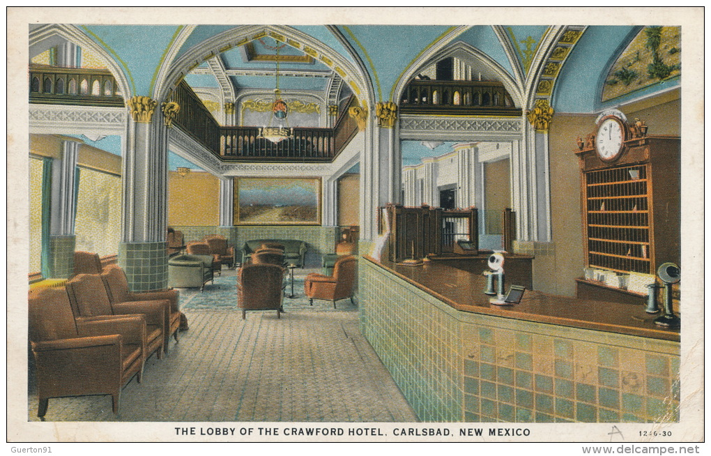 ( CPA ÉTATS UNIS )  CARLSBAD  /  The Lobby Of The Crawford Hôtel  - - Autres & Non Classés