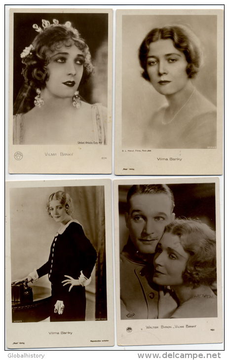 SET W/ 4 REAL PHOTO POSTCARDS - MOVIE ACTRESS VILMA BANKY - Acteurs