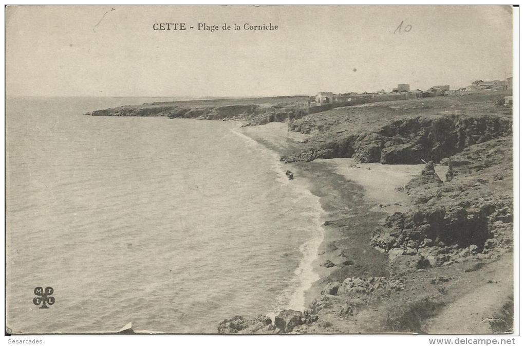 CETTE, PLAGE DE LA CORNICHE (1915) Adressée Au CAPITAINE ALBERT MORIS (téméraire Aviateur De La 1er G.M) 2 SCANS - Sete (Cette)