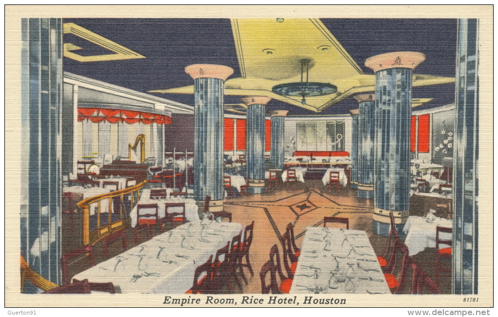 ( CPA ÉTATS UNIS )  HOUSTON  /  Empire Room, Rice Hôtel  - - Houston