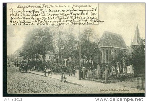 Sangerhausen Marienstraße Pferdegespann Marienkirche Friedhof Fahrrad 9.9.1902 - Sangerhausen