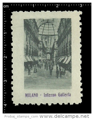 Old Original Italian Poster Stamp (cinderella Reklamemarke) Milan Italy City Galleria Vittorio Emanuele II - Non Classificati