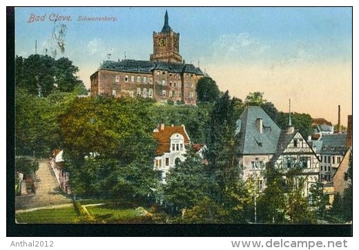 Litho Bad Cleve Kleve Wohnhäuser Fachwerkhaus Schwanenburg 23.6.1929 - Kleve