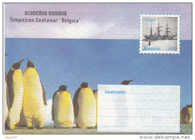 EXPLORERS, BELGICA MISSION, SHIPS, PENGUINS, WHALES, 3X COVERS STATIONERY, ENTIER POSTAL, 1997, ROMANIA - Explorers