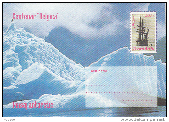 EXPLORERS, BELGICA MISSION, SHIPS, PENGUINS, WHALES, 3X COVERS STATIONERY, ENTIER POSTAL, 1997, ROMANIA - Explorers