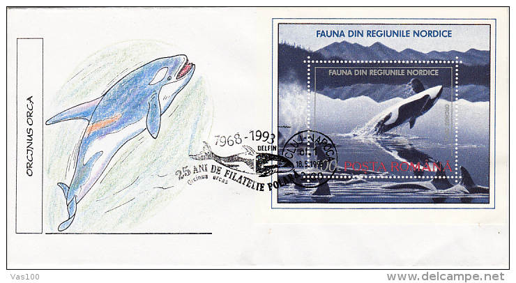 WHALES, SPECIAL COVER, 1993, ROMANIA - Baleines