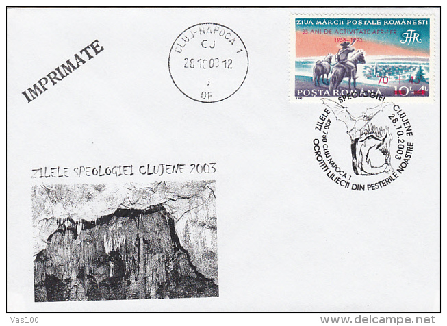 EMIL RACOVITA, EXPLORER, CAVES, BATS, SPECIAL COVER, 2003, ROMANIA - Explorers