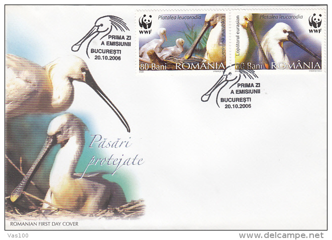 LONG LEGS BIRD, COVER FDC, 2X, 2006, ROMANIA - Storks & Long-legged Wading Birds