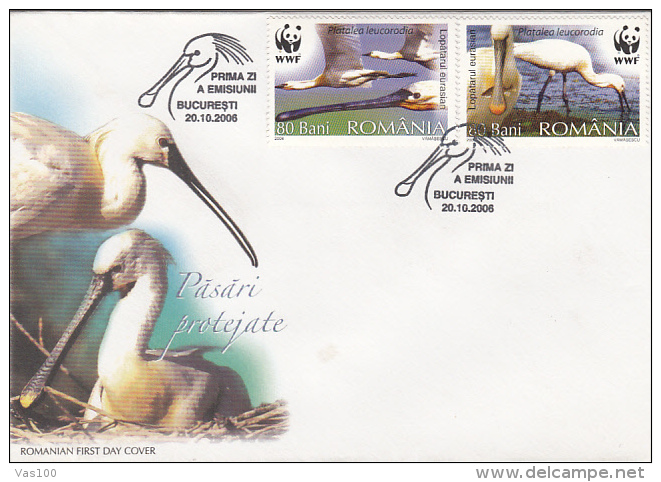 LONG LEGS BIRD, COVER FDC, 2X, 2006, ROMANIA - Storchenvögel