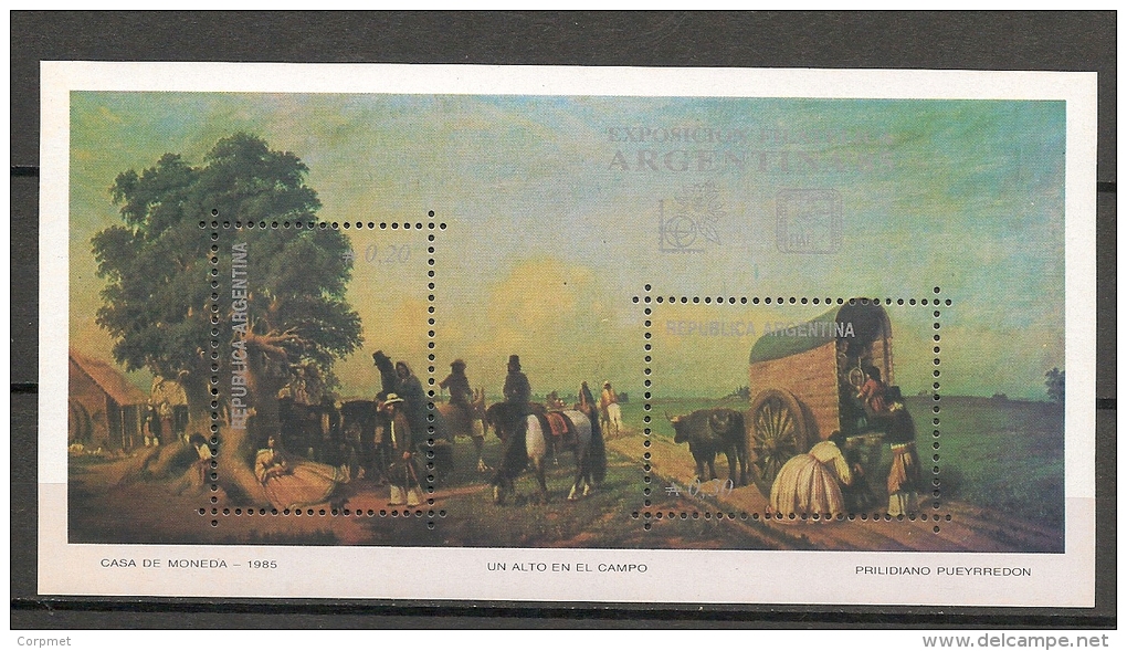 ARGENTINA - 1985 - Bloc Yvert # 31 -  Philatelic Exposition - Topical ART  P. Pueyrredon - FAUNA CHEVAUX  - MINT NH - Blocks & Sheetlets