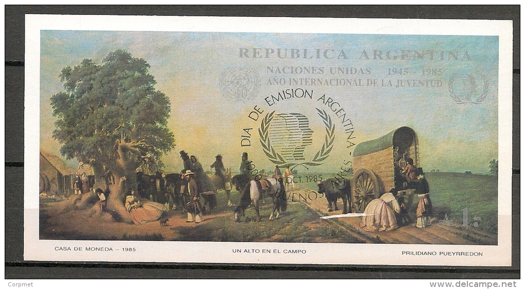 ARGENTINA - 1985 - Bloc Yvert # 32 Imperforate - ONU - Topical ART  P. Pueyrredon - FAUNA CHEVAUX  - USED First Day - Blocchi & Foglietti