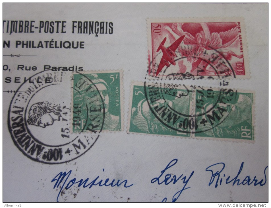 Lettre Recommandé Anniversaire Centenaire Timbre-poste Français-:aff Marianne Gandon +poste Aérienne > Gambais 20/1/1949 - Tarifs Postaux