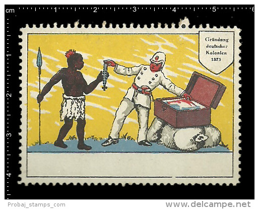 Old German Poster Stamp (cinderella Vignette Reklamemarke) German Colonies - Black Americana - Cinderellas