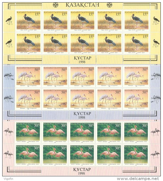 KAZ 1999-226-8 FAUNA BIRDS, KAZAKISTAN, 3MS, MNH - Storchenvögel