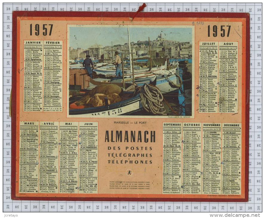 Almanach Des PTT De  1957, Dept Seine Et Marne 77 - Grossformat : 1941-60