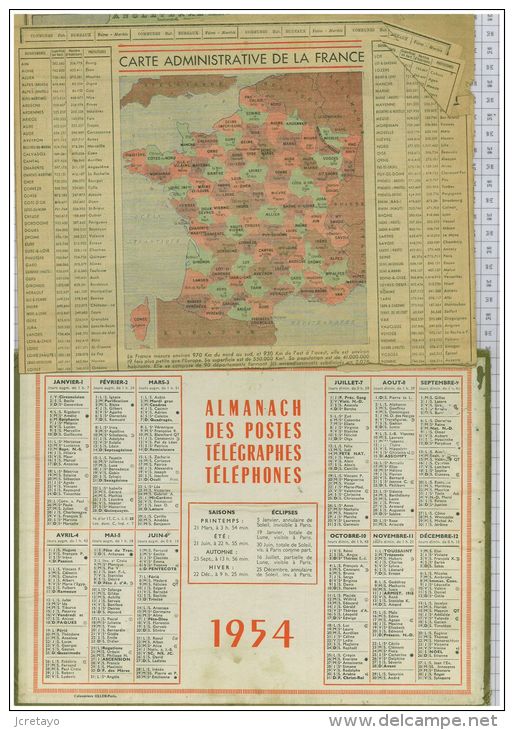 Almanach Des PTT De  1954, Dept Seine Et Marne 77 - Grossformat : 1941-60