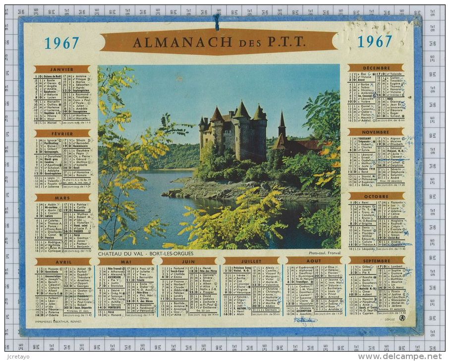 Almanach Des PTT De  1967, Dept Vendée 85 - Tamaño Grande : 1961-70