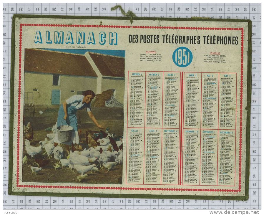 Almanach Des PTT De  1951 - Big : 1941-60