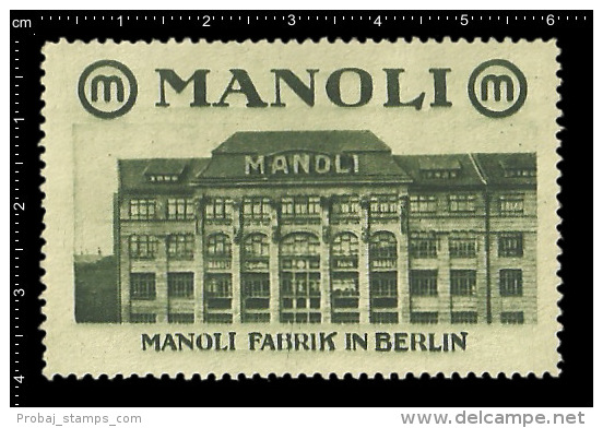 Old Original German Poster Stamp(cinderella,reklamem Arke)  Cigarette Factory Manoli - Tobacco Cigarettes Zigaretten - Tabacco