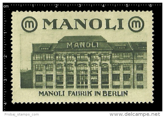 Old Original German Poster Stamp(cinderella,reklamem Arke)  Cigarette Factory Manoli - Tobacco Cigarettes Zigaretten - Tobacco