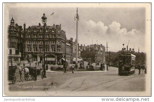 THE SQUARE - BOURNEMOUTH - HAMPSHIRE - INCLUDING HORSE & CART AND TROLLEY BUS - Bournemouth (avant 1972)