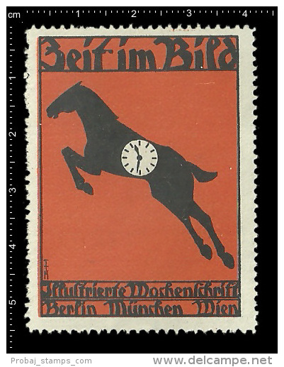 Old Original German Poster Stamp( Cinderella,reklamemarke)  Zeit Im Bild - Watch Clock Uhr Wecker - Uhrmacherei