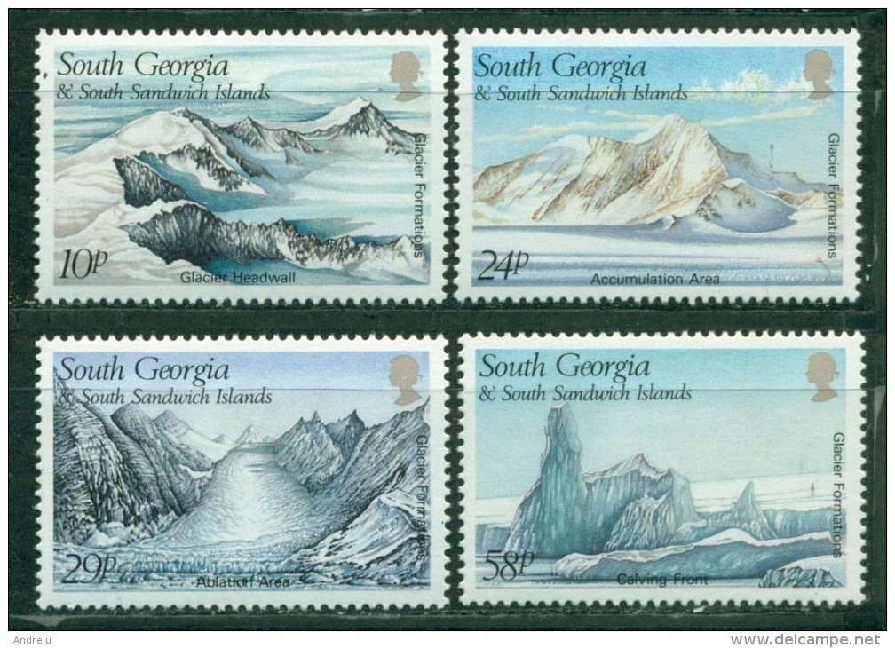 1989 South Georgia & South Sandwich Isl. - Mountains, Icebergs, Glaciers, 4v., Mi 176/179  MNH - Islands