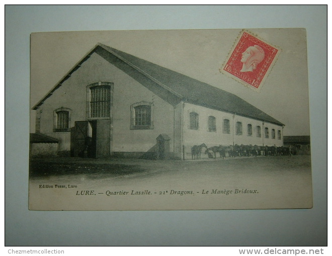 CPA POSTCARD MILITAIRE LURE QUARTIER LASALLE 21 DRAGONS LE MANEGE BRIDOUX 612 - Casernes