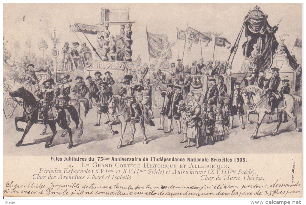 Bruxelles. -  Fêtes Jubilaires Du 75me Anniversaire De L'Indépendance Nationale Bruxelles 1905 Naar Evere - Fêtes, événements