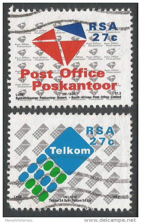 South Africa. 1991 Establishment Of Post Office Ltd And Telekom Ltd. Used Complete Set. SG 734-735 - Oblitérés