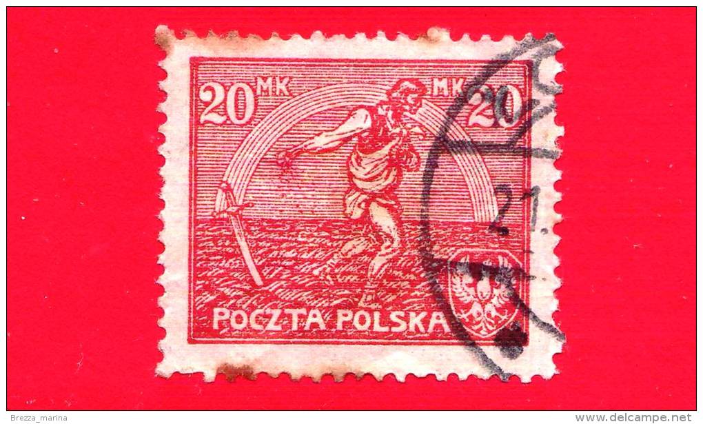 POLONIA - POLSKA - Usato - 1921 - Agricoltura - Semina - Sowing Man - 20 Mk - Used Stamps