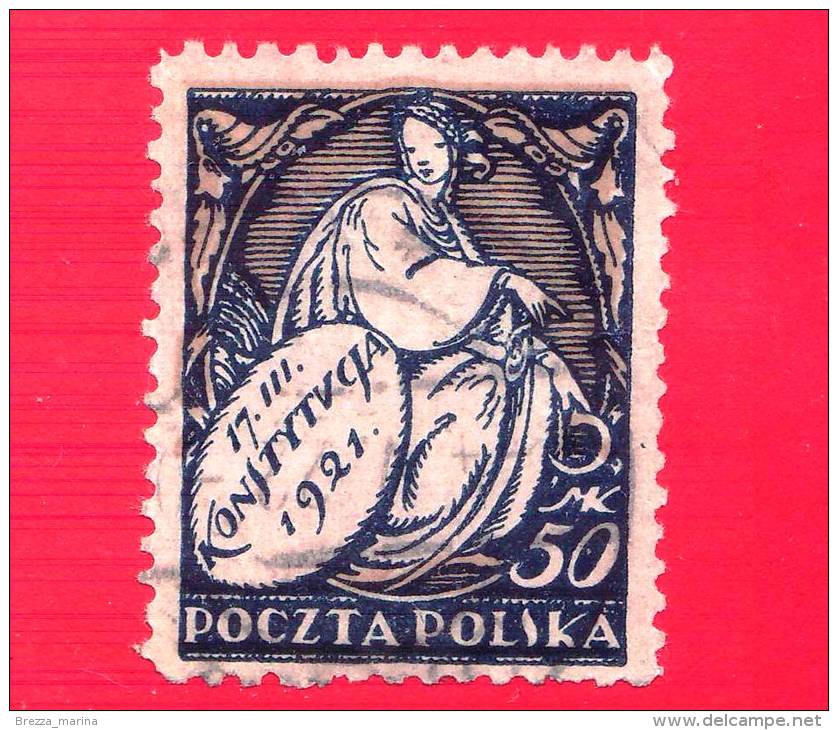 POLONIA - POLSKA - Usato - 1921 - Costituzione - 50 - Oblitérés
