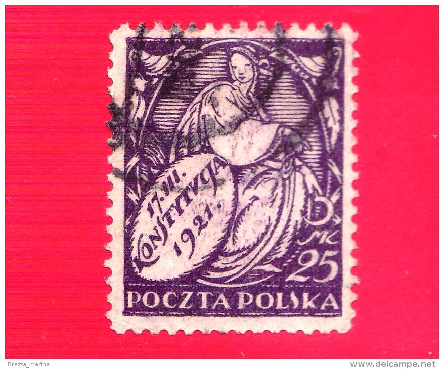 POLONIA - POLSKA - Usato - 1921 - Costituzione - 25 - Usados