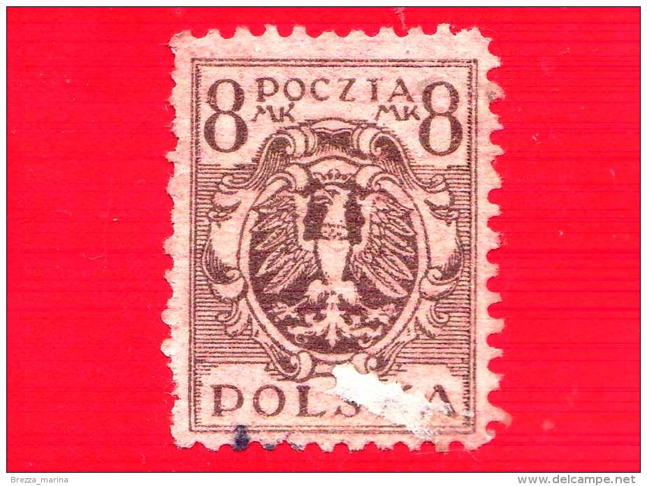 POLONIA - POLSKA - Usato - 1919 - Aquila Su Scudo - 8 - Oblitérés