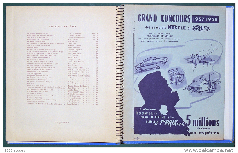 LES MERVEILLES DU MONDE : CHOCOLAT NESTLÉ & KOHLER - ALBUM D'IMAGES À COMPLÉTER - ÉDITION DE 1957-58 - - Nestlé