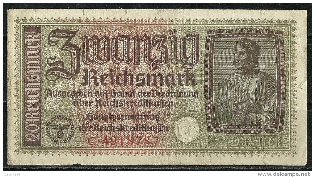 Deutschland Occupation Bank Note 20 Reichsmark Serie C - 2° Guerre Mondiale