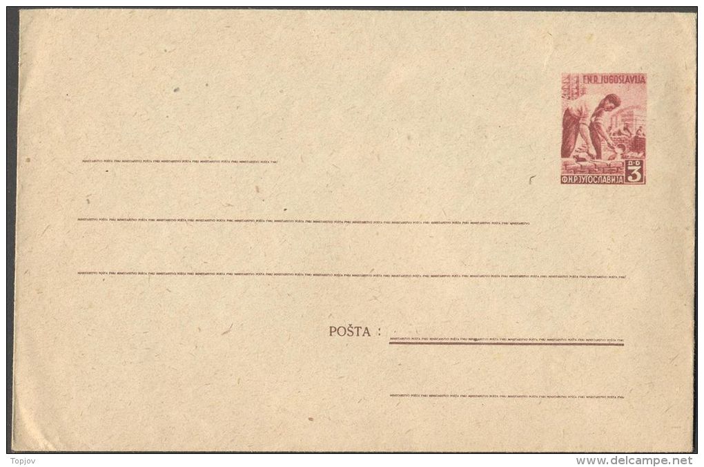 YUGOSLAVIA - JUGOSLAVIA - PS Mi. U24 II - MASON  - HRVATSKA - 1950 - Postal Stationery