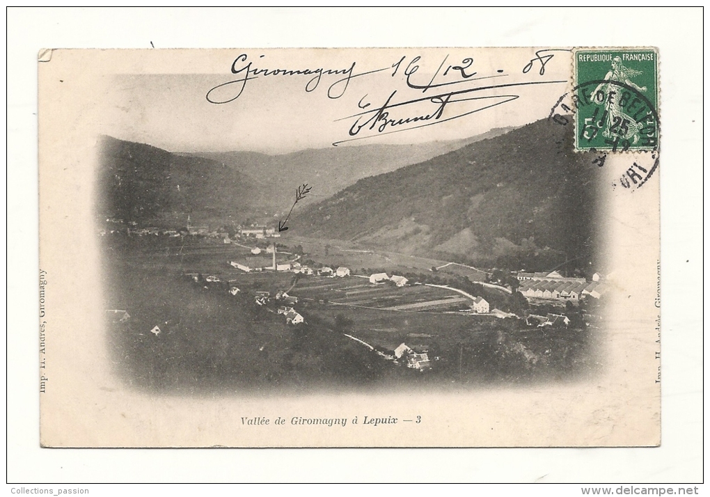 Cp, 90, Vallée De Giromagny à Lepuix, Voyagée 1908 - Giromagny