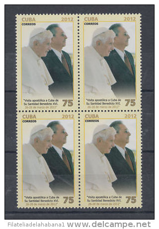 2012.89 CUBA MNH 2012  BENEDICTUS XVI VISIT RAUL CASTRO. PAPA BENEDICTO XVI BLOCK 4. VATICAN CITY. VATICANO. - Ongebruikt