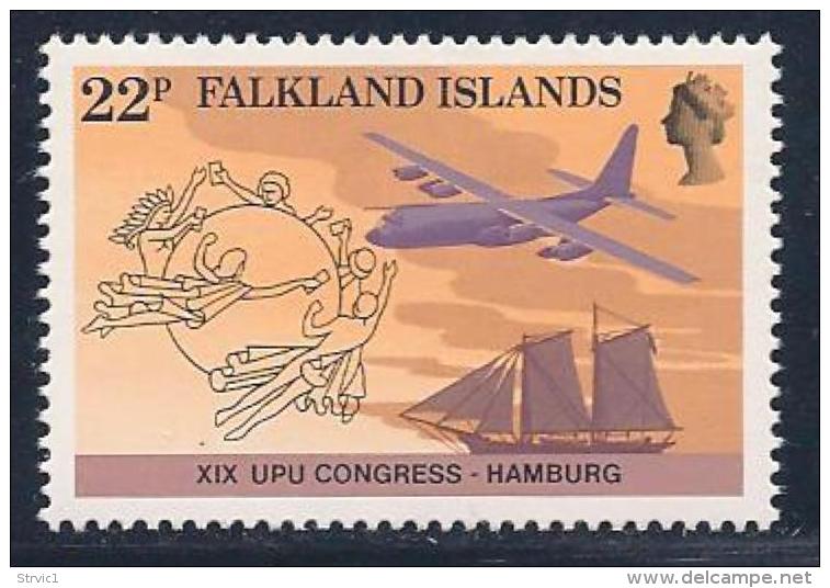 Falkland Islands, Scott # 411 MNH UPU, Ship, Plane, 1984 - Falkland