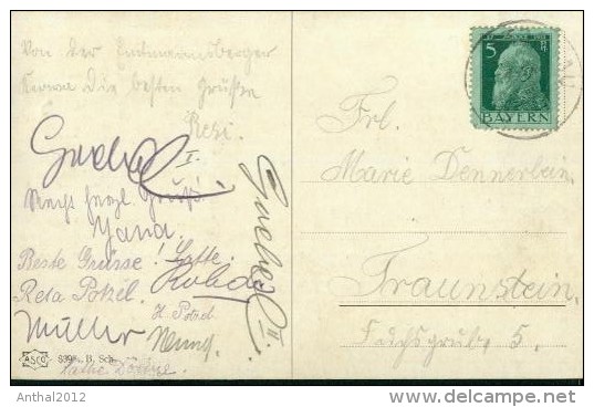 Zwei Kinder Im Mondschein Mädchen Junge Girl Boy Das Erste Rendezvous Um 1910 Bayern-Briefmarke - Humorous Cards
