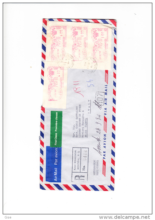 CANADA  1984 - Lettera  Tassata Per L´Italia Con Automatici (tassa Recapito E Pacchi Conc.) - Airmail