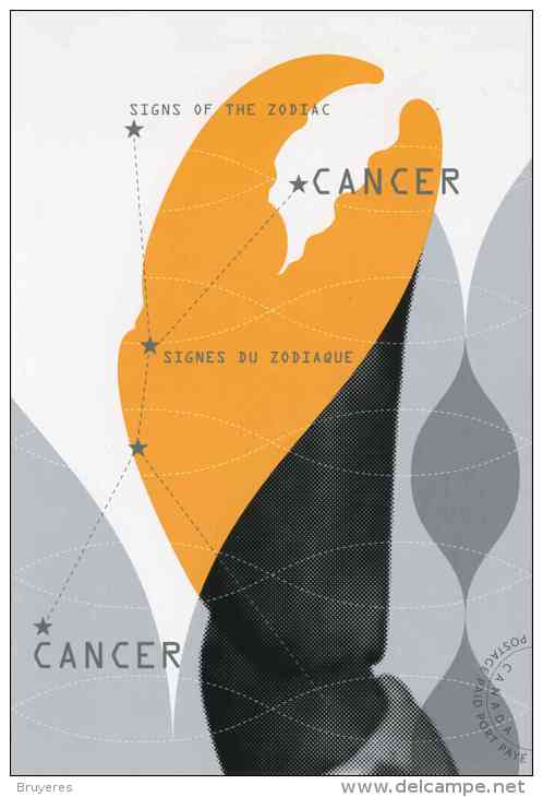 Entier Postal Sur Carte Postale Avec Timbre Et Illust. "Signe Du Zodiaque : Cancer" - Astrology