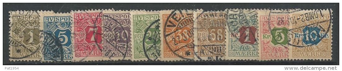 Danemark 1907 Timbres Pour Journaux (avisporto) N° 1/10 Oblitérés - Service